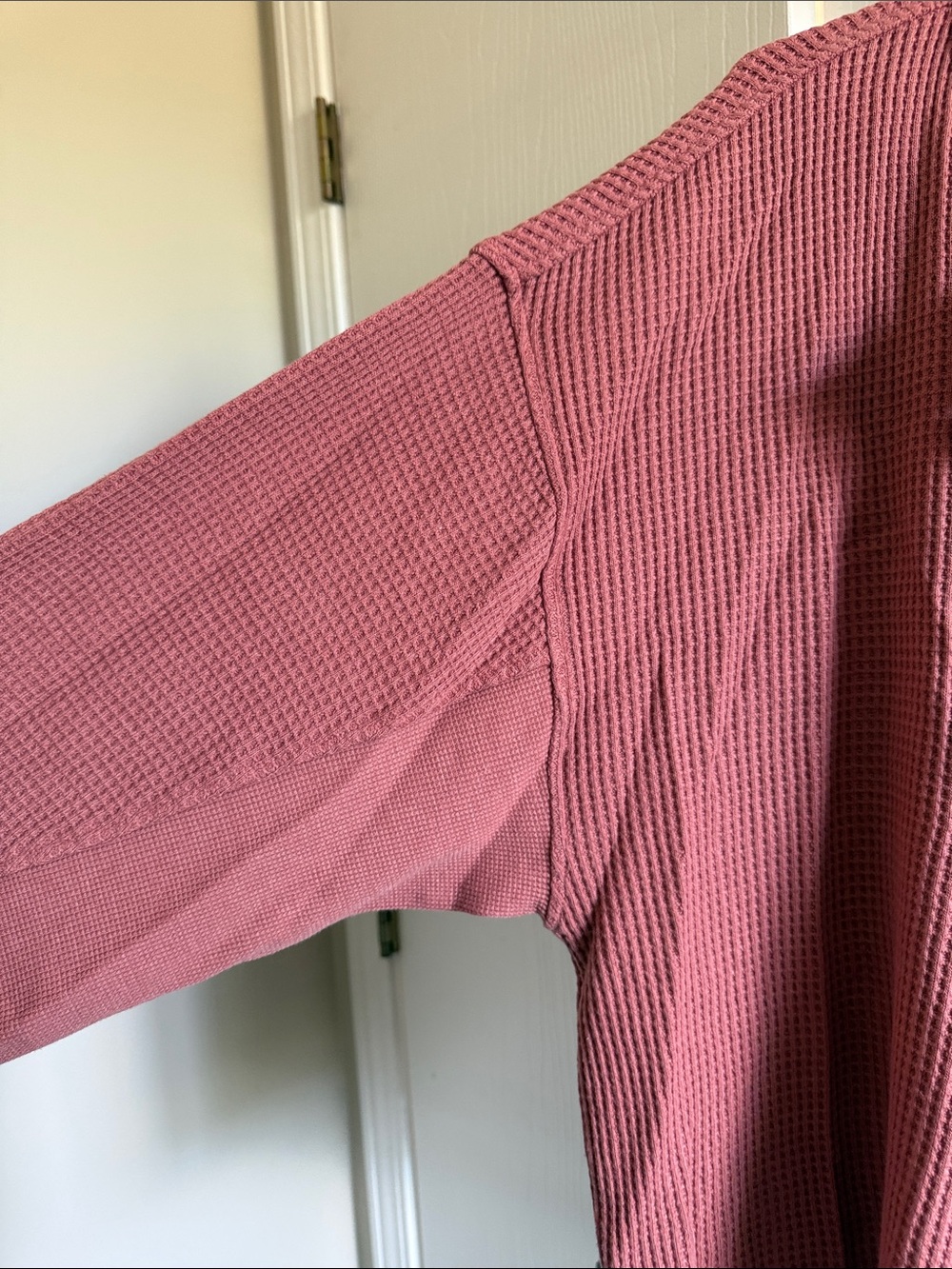 aerie Waffle-Knit Henley Pullover - Rose - Picture 3 of 4
